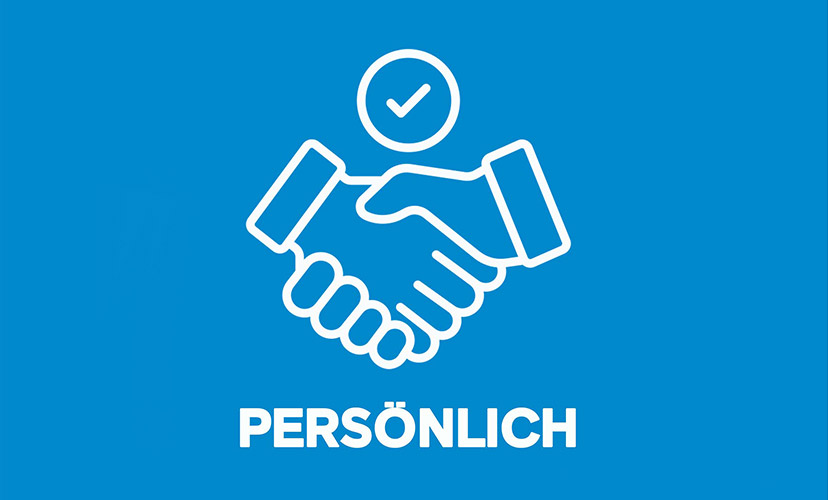 Icon von einem Handschlag mit dem Schriftzug "persönlich".