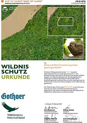 Martens & Prahl Spaichingen "Wildnis Schutz Urkunde"