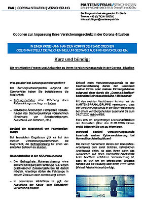Martens & Prahl Spaichingen "Optionen zur Anpassung Ihres Versicherungsschutz in der Corona-Situation"